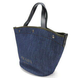Prada tote Green denim Blue Khaki shoulder black bag leather Navy
